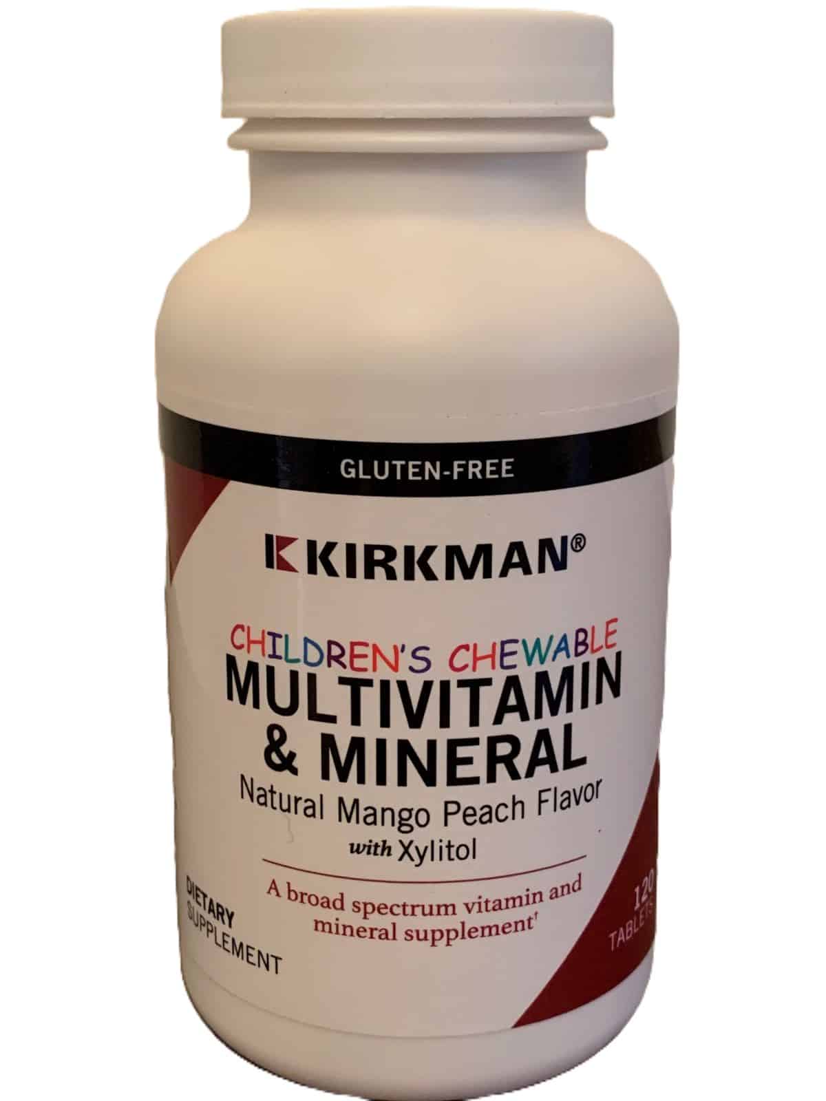 image of Kirkman Chilren's Chewable Multivitamin & Mineral with Xylitol, chewable vitamin for picky eaters